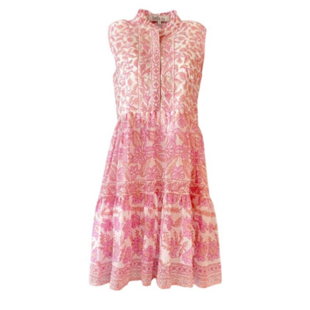 Boho Sleeveless Pink Floral Midi Dress